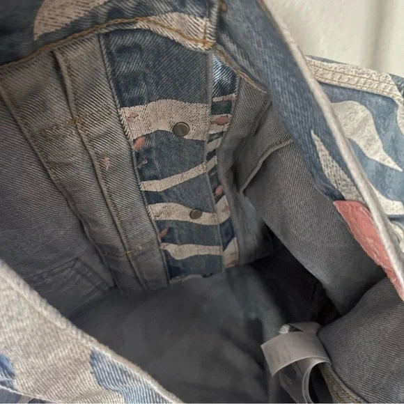 SOLD CLOT x LEVI'S sz M Year of Tiger Print Denim Jacket Blue Jeans Frog Closure - Picture 3 of 13